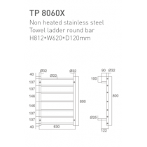 ECT Non Heated Stainless Steel Towel Ladder Round Bar 